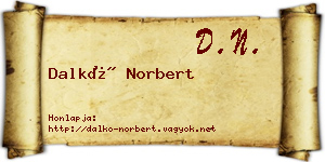 Dalkó Norbert névjegykártya